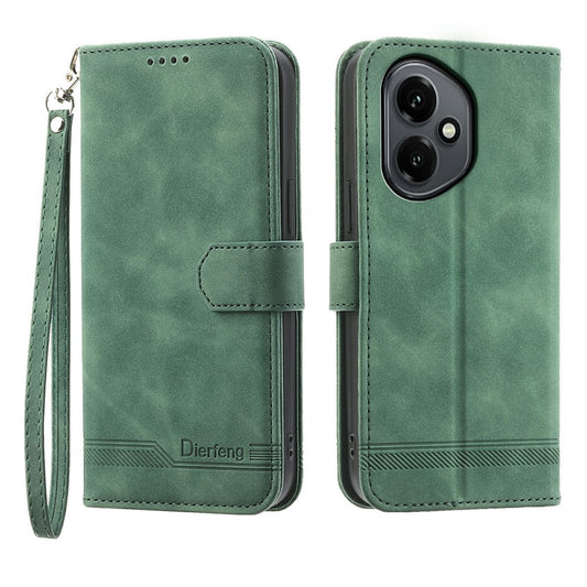 Honor 400 5G (Global) Handyhülle – DIERFENG DF-03 Lines Impressum Brieftasche Leder
