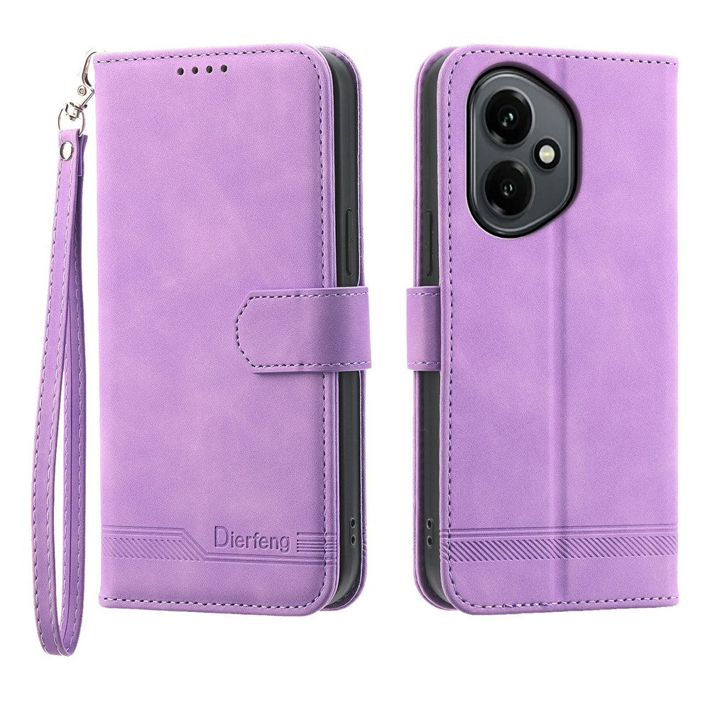 DIERFENG DF-03 For Honor 400 5G (Global) Case Lines Imprint Wallet Leather Phone Cover