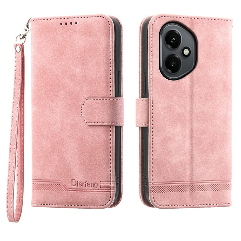 DIERFENG DF-03 For Honor 400 5G (Global) Case Lines Imprint Wallet Leather Phone Cover