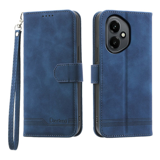 Honor 400 5G (Global) Handyhülle – DIERFENG DF-03 Lines Impressum Brieftasche Leder