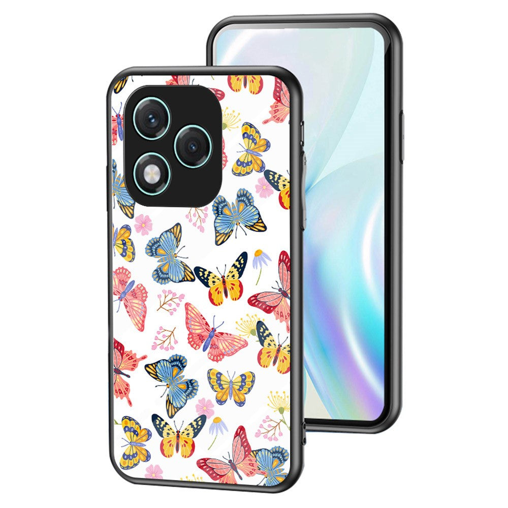 Honor 400 Lite 5G Handyhülle – Aus TPU & gehärtetem Glas, mit Schmetterlingsmuster