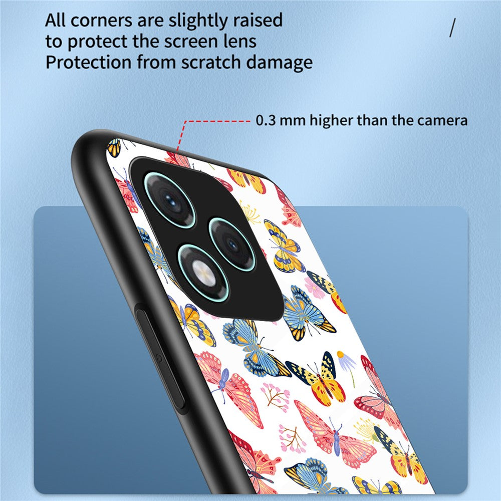 Honor 400 Lite 5G Handyhülle – Aus TPU & gehärtetem Glas, mit Schmetterlingsmuster