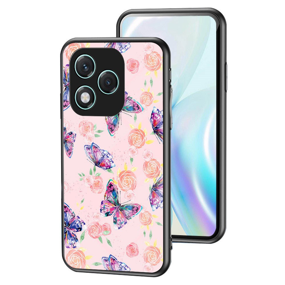 Honor 400 Lite 5G Handyhülle – Aus TPU & gehärtetem Glas, mit Schmetterlingsmuster