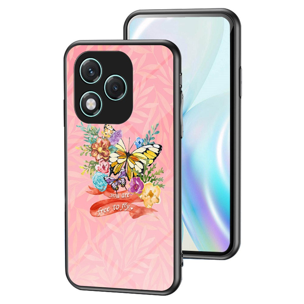 Honor 400 Lite 5G Handyhülle – Aus TPU & gehärtetem Glas, mit Schmetterlingsmuster