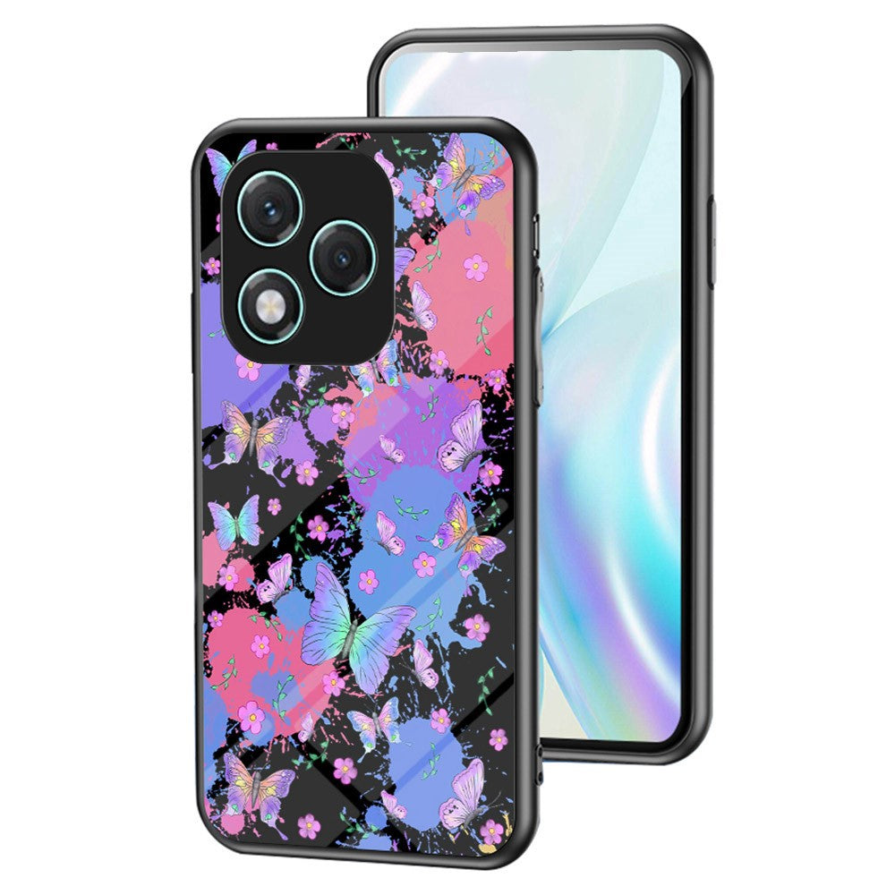 Honor 400 Lite 5G Handyhülle – Aus TPU & gehärtetem Glas, mit Schmetterlingsmuster