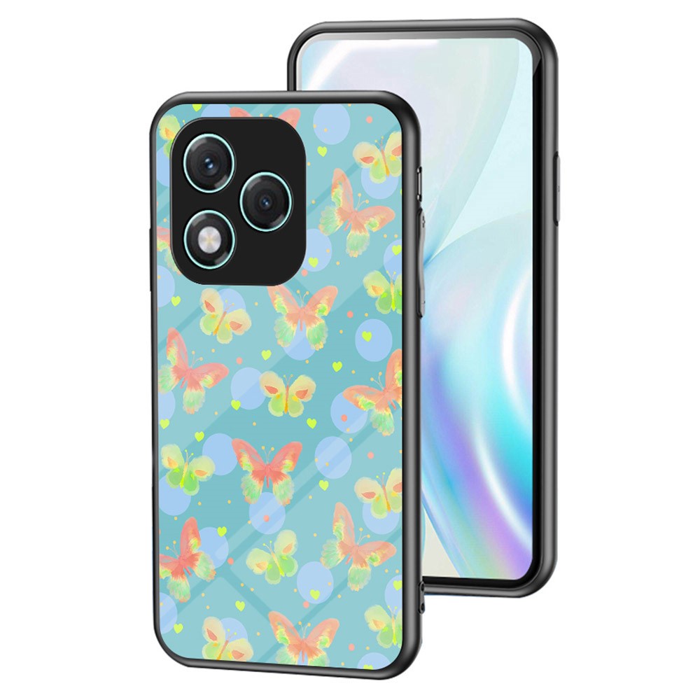 Honor 400 Lite 5G Handyhülle – Aus TPU & gehärtetem Glas, mit Schmetterlingsmuster