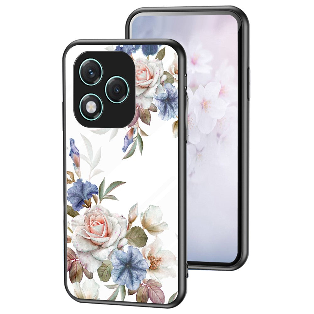 Honor 400 Lite 5G Handyhülle – Aus TPU & gehärtetem Glas, mit Blumenmuster