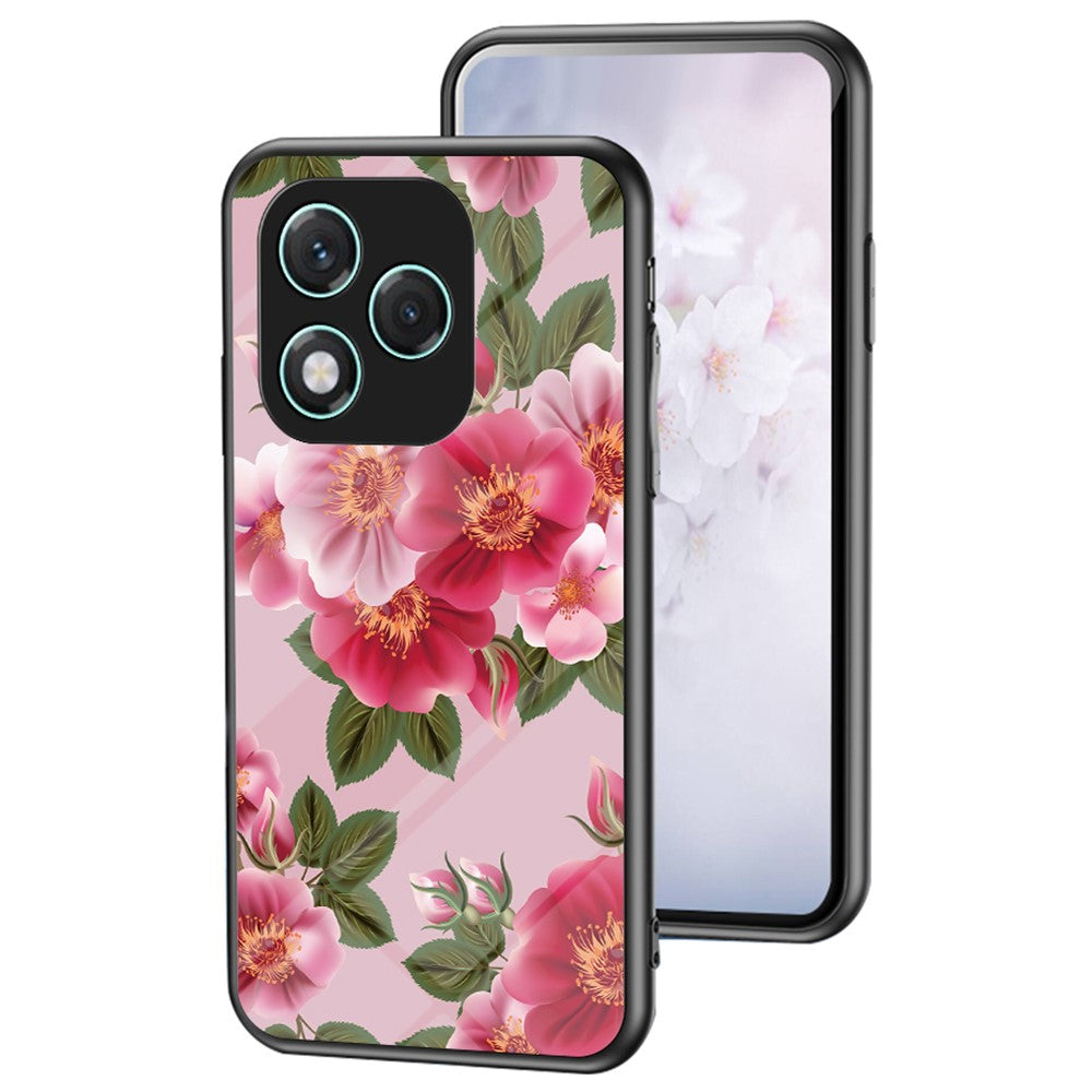 Honor 400 Lite 5G Handyhülle – Aus TPU & gehärtetem Glas, mit Blumenmuster