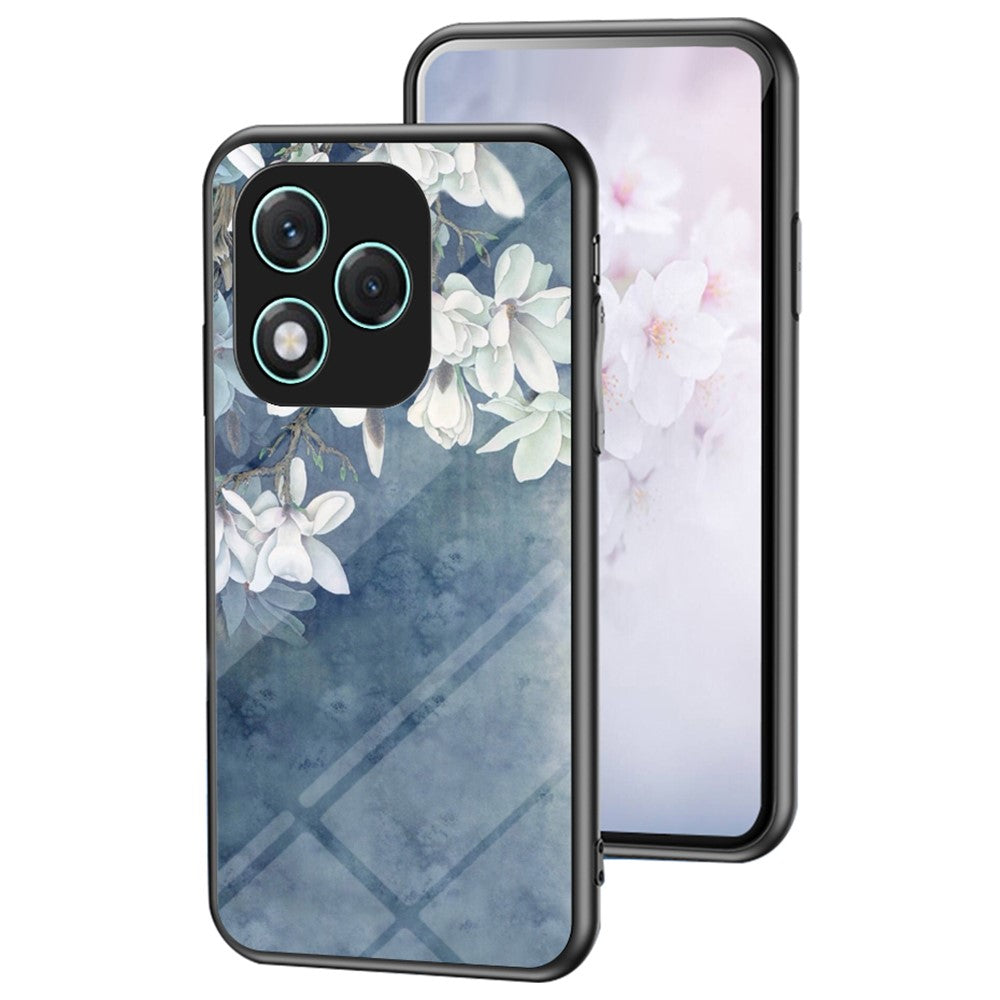 Honor 400 Lite 5G Handyhülle – Aus TPU & gehärtetem Glas, mit Blumenmuster