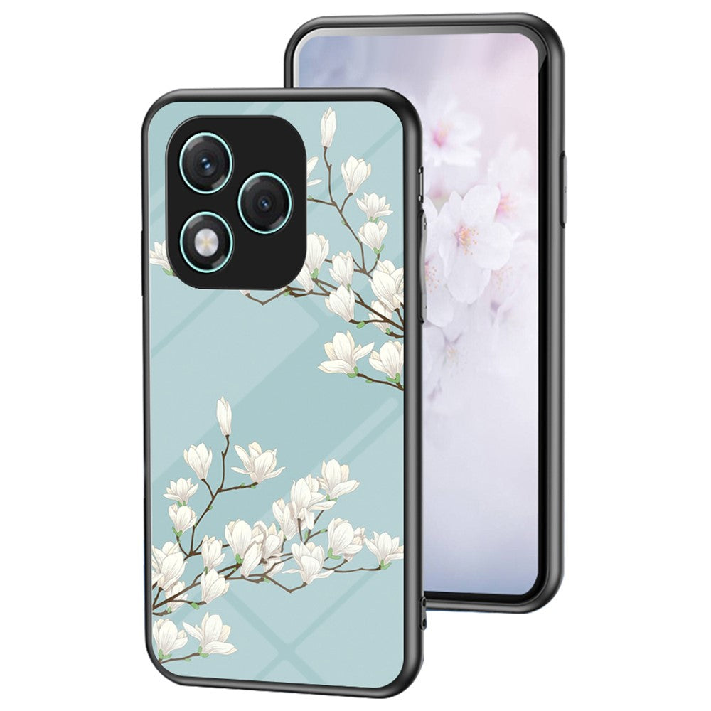 Honor 400 Lite 5G Handyhülle – Aus TPU & gehärtetem Glas, mit Blumenmuster