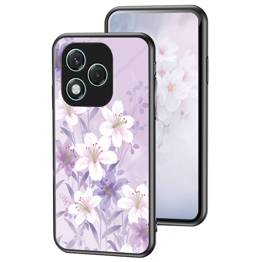 Honor 400 Lite 5G Handyhülle – Aus TPU & gehärtetem Glas, mit Blumenmuster