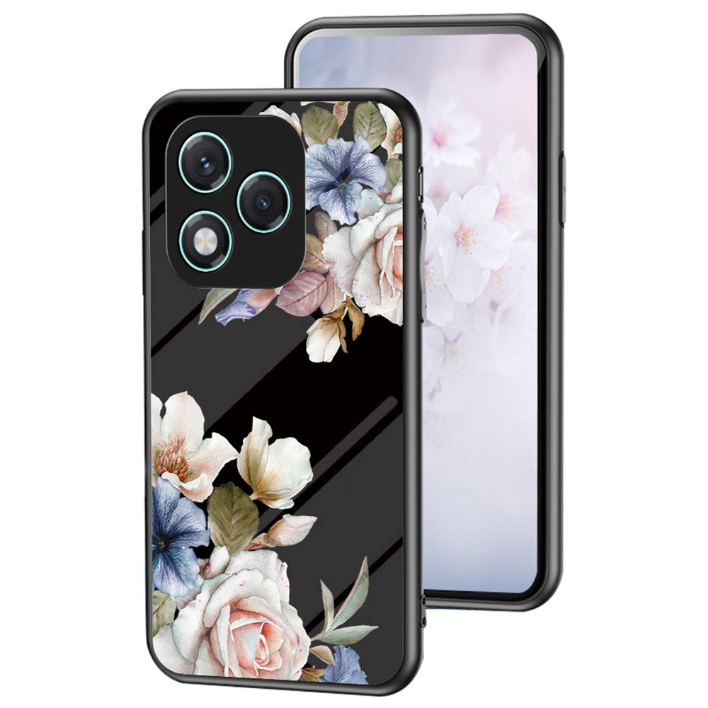 Honor 400 Lite 5G Handyhülle – Aus TPU & gehärtetem Glas, mit Blumenmuster