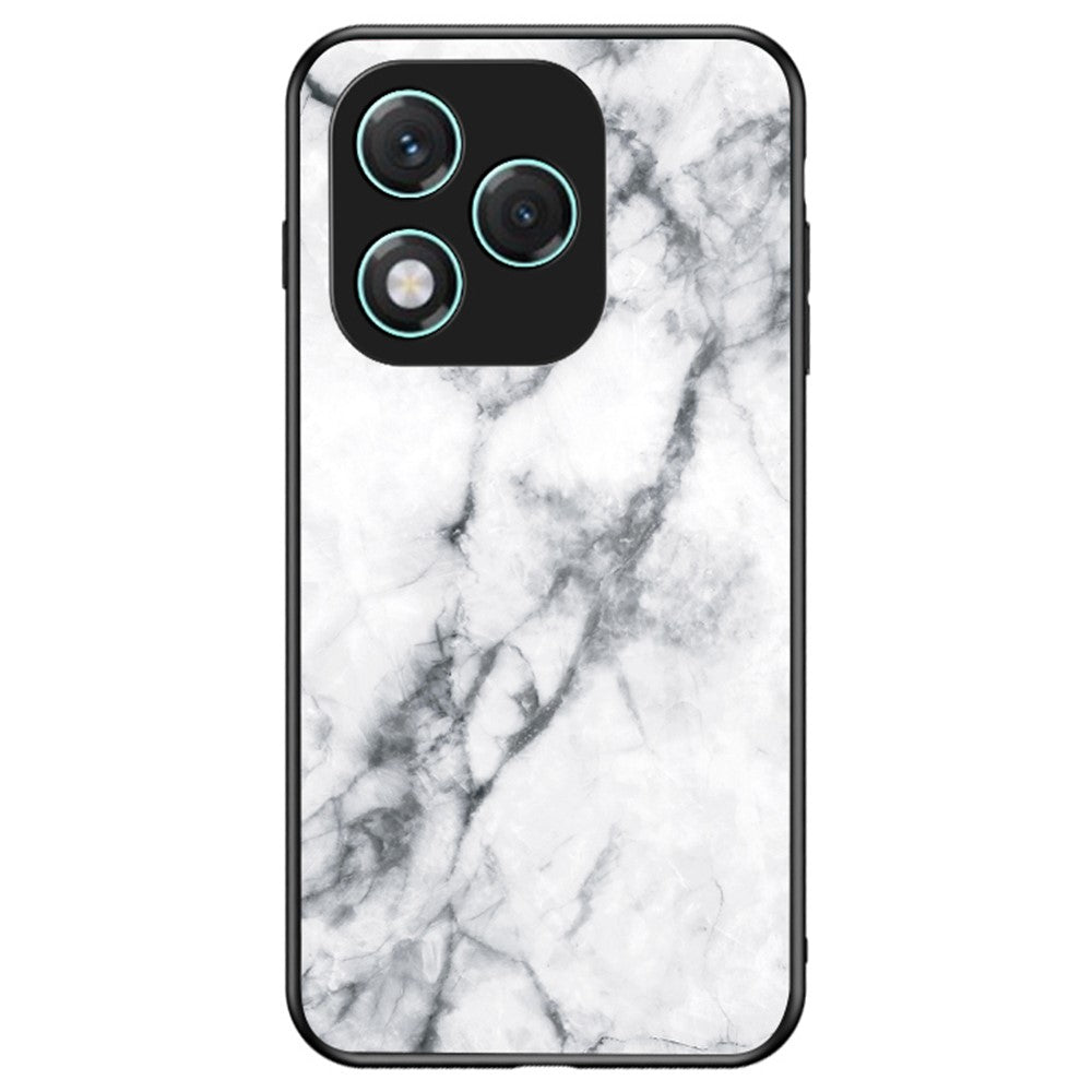 For Honor 400 Lite 5G Case Marble Pattern Tempered Glass + PC + TPU Protective Phone Cover