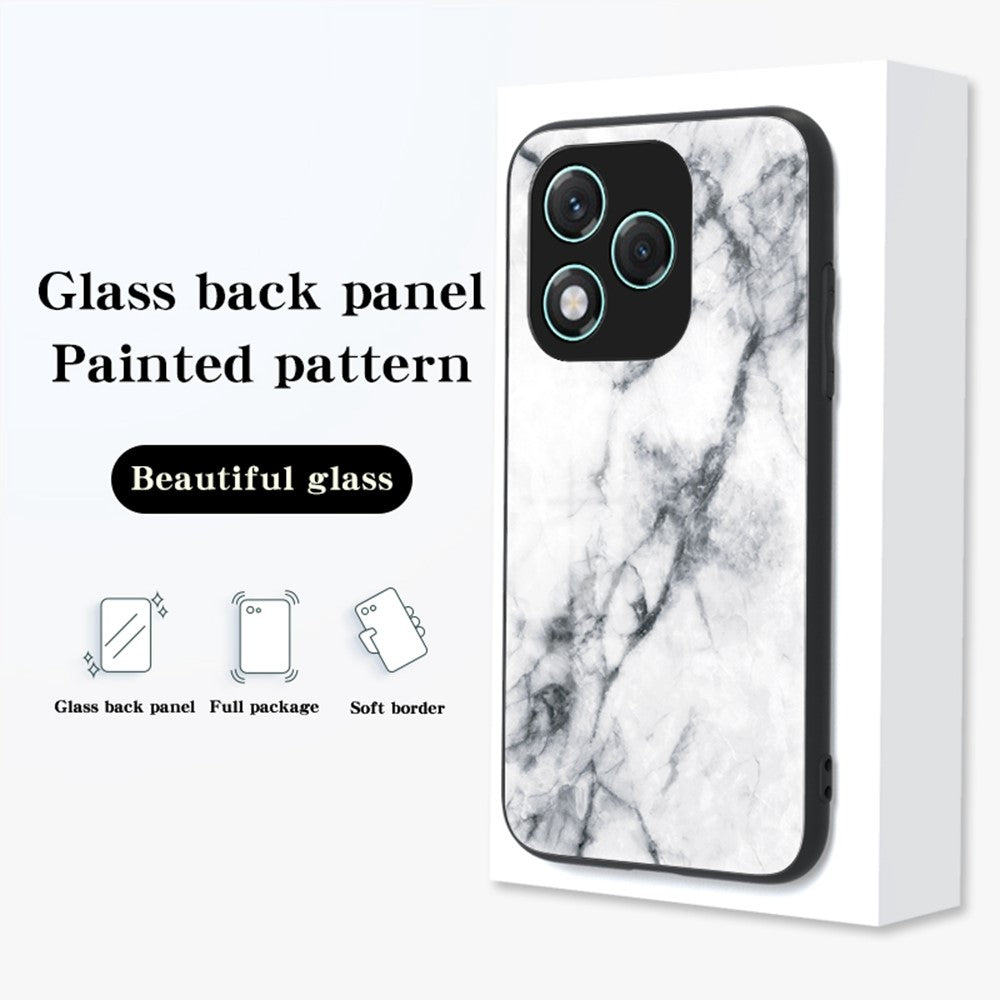 For Honor 400 Lite 5G Case Marble Pattern Tempered Glass + PC + TPU Protective Phone Cover