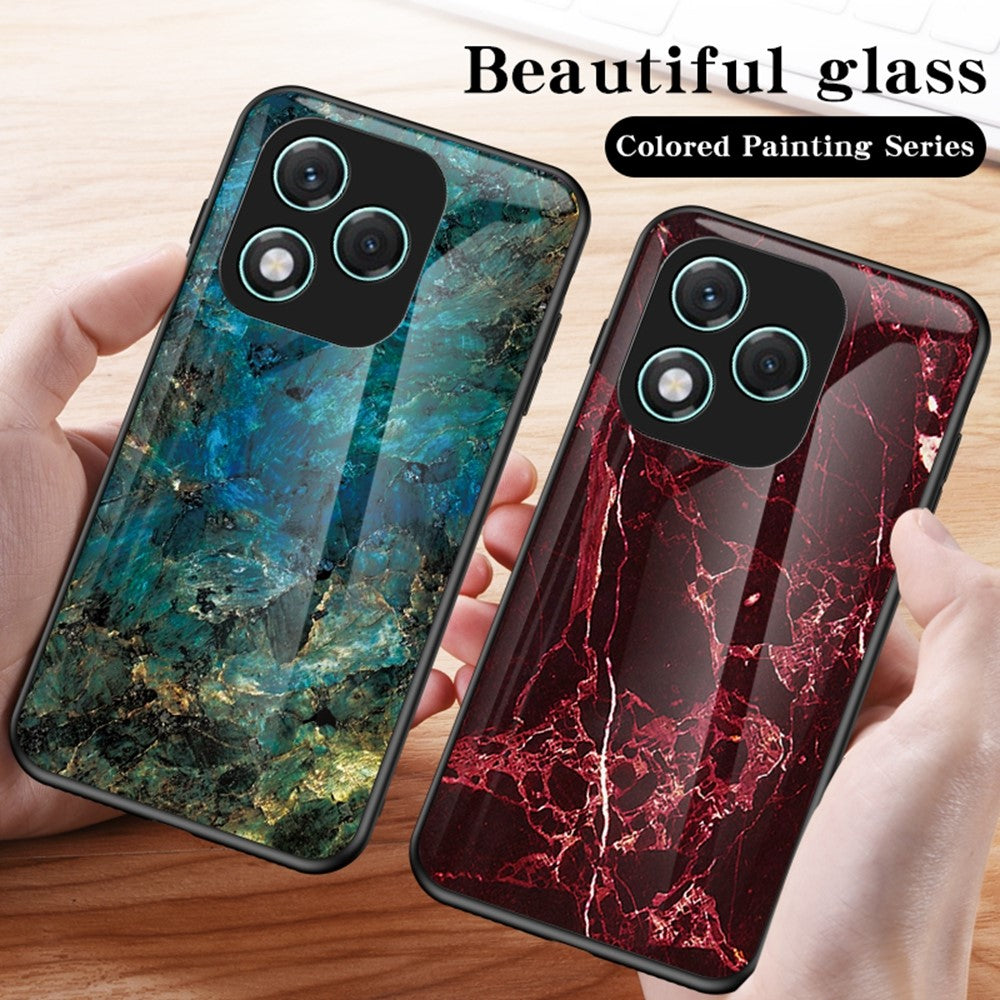 For Honor 400 Lite 5G Case Marble Pattern Tempered Glass + PC + TPU Protective Phone Cover