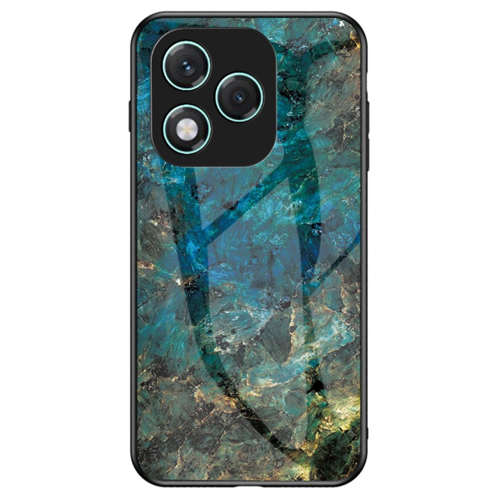 For Honor 400 Lite 5G Case Marble Pattern Tempered Glass + PC + TPU Protective Phone Cover