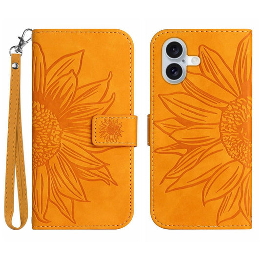 iPhone 17 Wallet-Hülle – Sonnenblume aufgedruckt, mit Ständer & Riemen