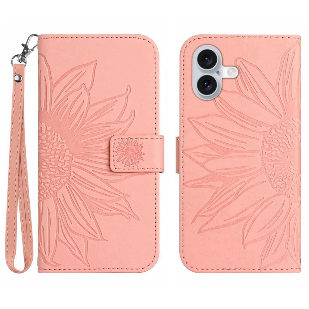 iPhone 17 Wallet-Hülle – Sonnenblume aufgedruckt, mit Ständer & Riemen