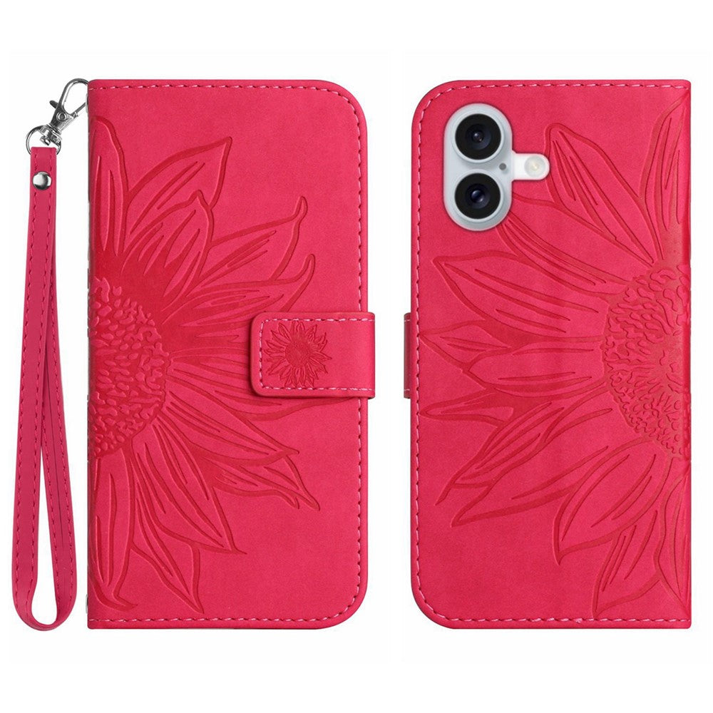 iPhone 17 Wallet-Hülle – Sonnenblume aufgedruckt, mit Ständer & Riemen