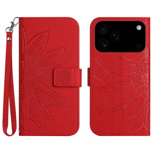 iPhone 17 Pro Wallet-Hülle – Sonnenblume aufgedruckt, mit Ständer & Riemen