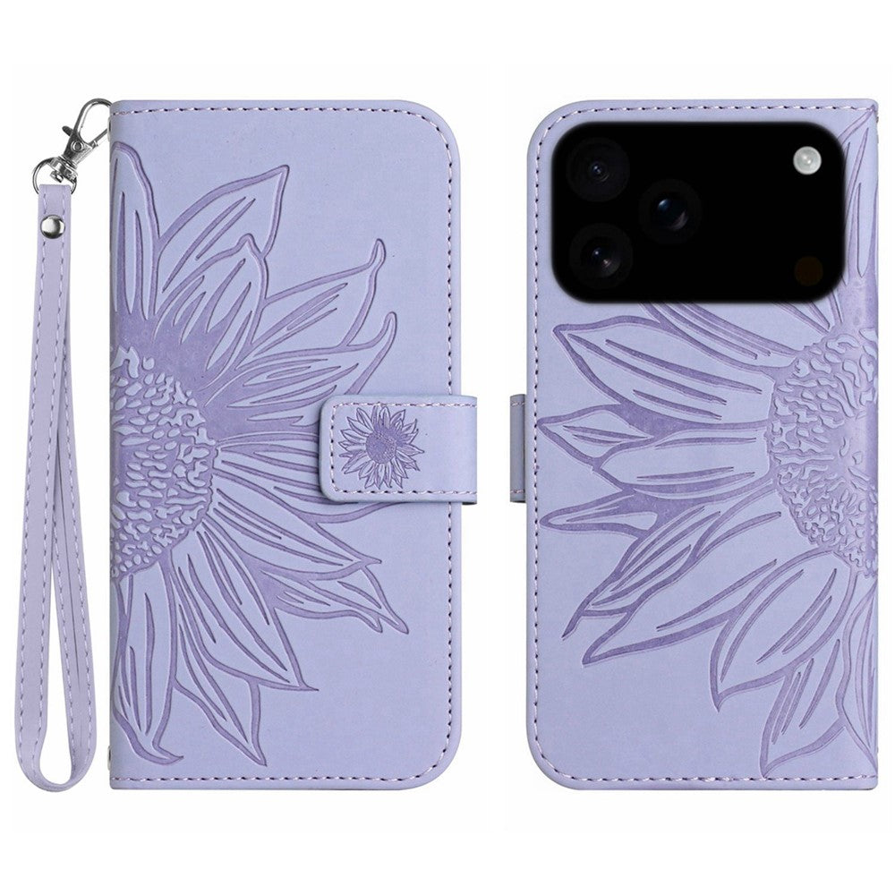 iPhone 17 Pro Wallet-Hülle – Sonnenblume aufgedruckt, mit Ständer & Riemen