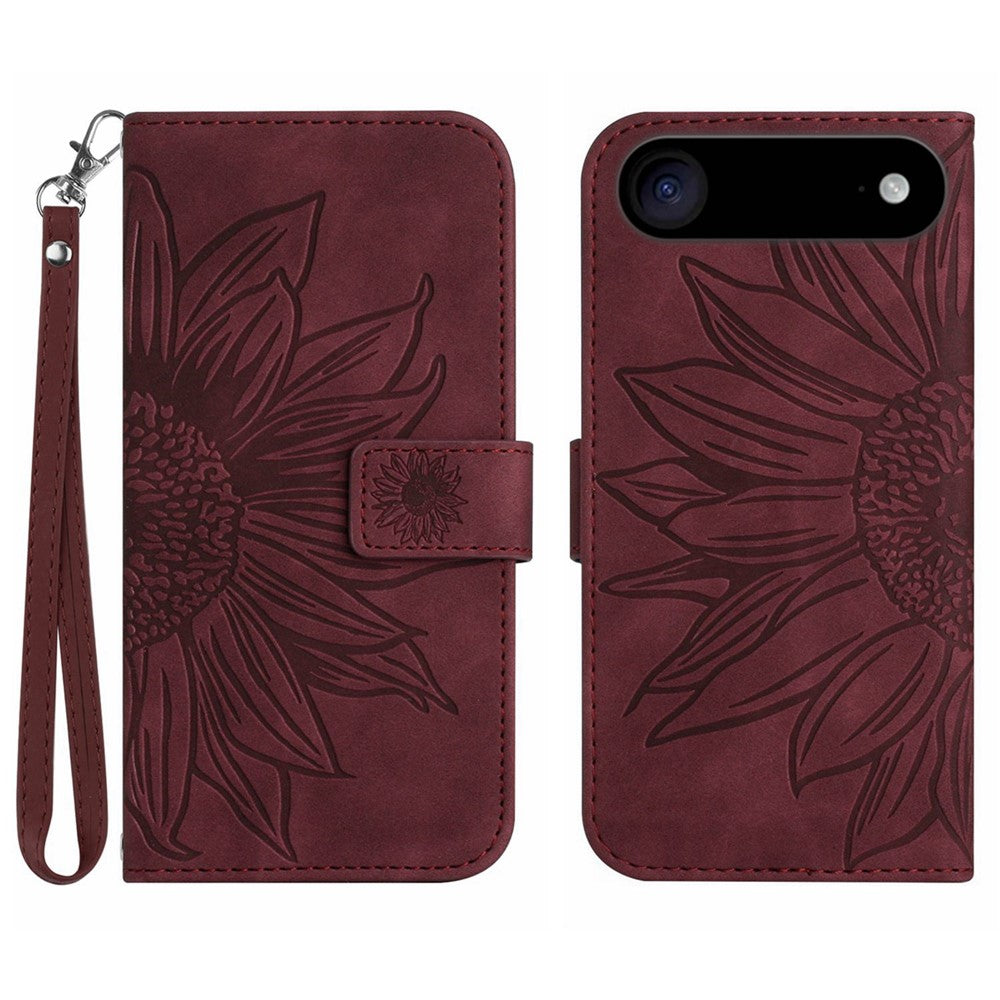 iPhone Air Wallet-Hülle – Sonnenblume aufgedruckt, mit Ständer & Riemen