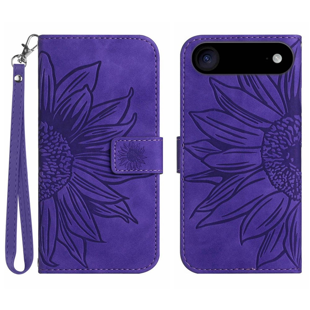 iPhone Air Wallet-Hülle – Sonnenblume aufgedruckt, mit Ständer & Riemen