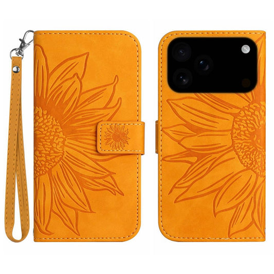 iPhone 17 Pro Max Wallet-Hülle – Sonnenblume aufgedruckt, mit Ständer & Riemen
