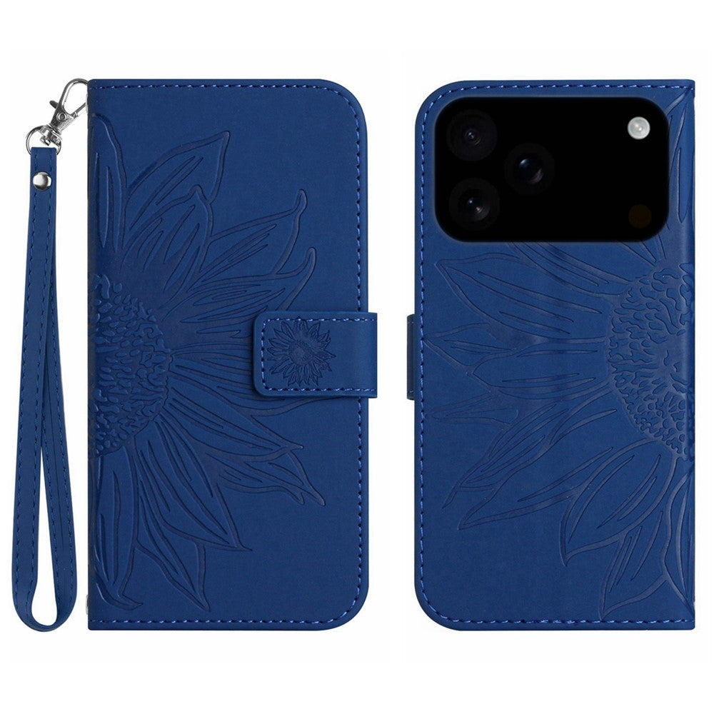 iPhone 17 Pro Max Wallet-Hülle – Sonnenblume aufgedruckt, mit Ständer & Riemen