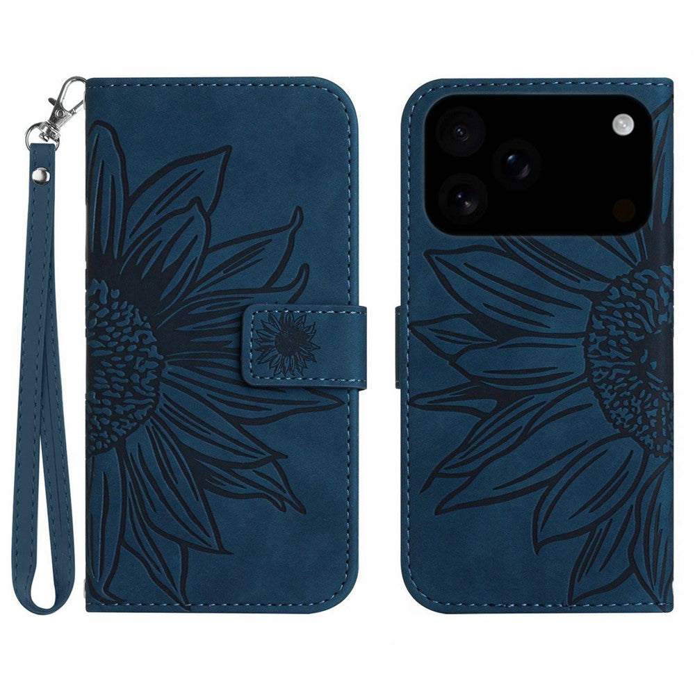 iPhone 17 Pro Max Wallet-Hülle – Sonnenblume aufgedruckt, mit Ständer & Riemen