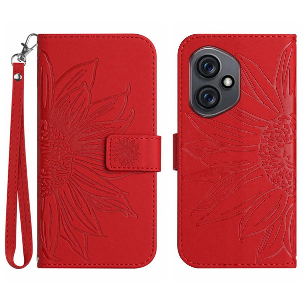 For Honor 400 5G (Global) Case Sunflower Imprint Leather Wallet Phone Cover with Wrist Strap