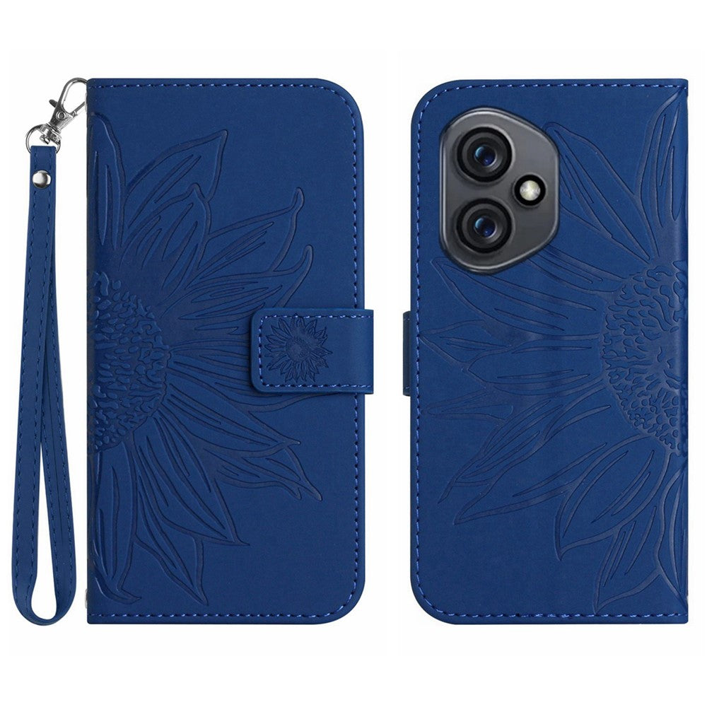 For Honor 400 5G (Global) Case Sunflower Imprint Leather Wallet Phone Cover with Wrist Strap
