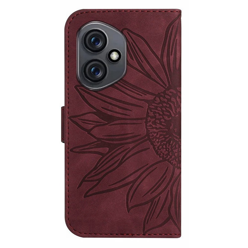 For Honor 400 5G (Global) Case Sunflower Imprint Leather Wallet Phone Cover with Wrist Strap