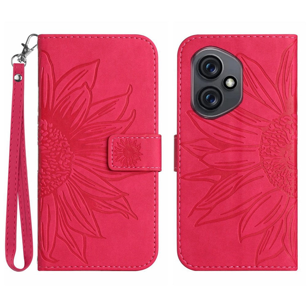 For Honor 400 5G (Global) Case Sunflower Imprint Leather Wallet Phone Cover with Wrist Strap