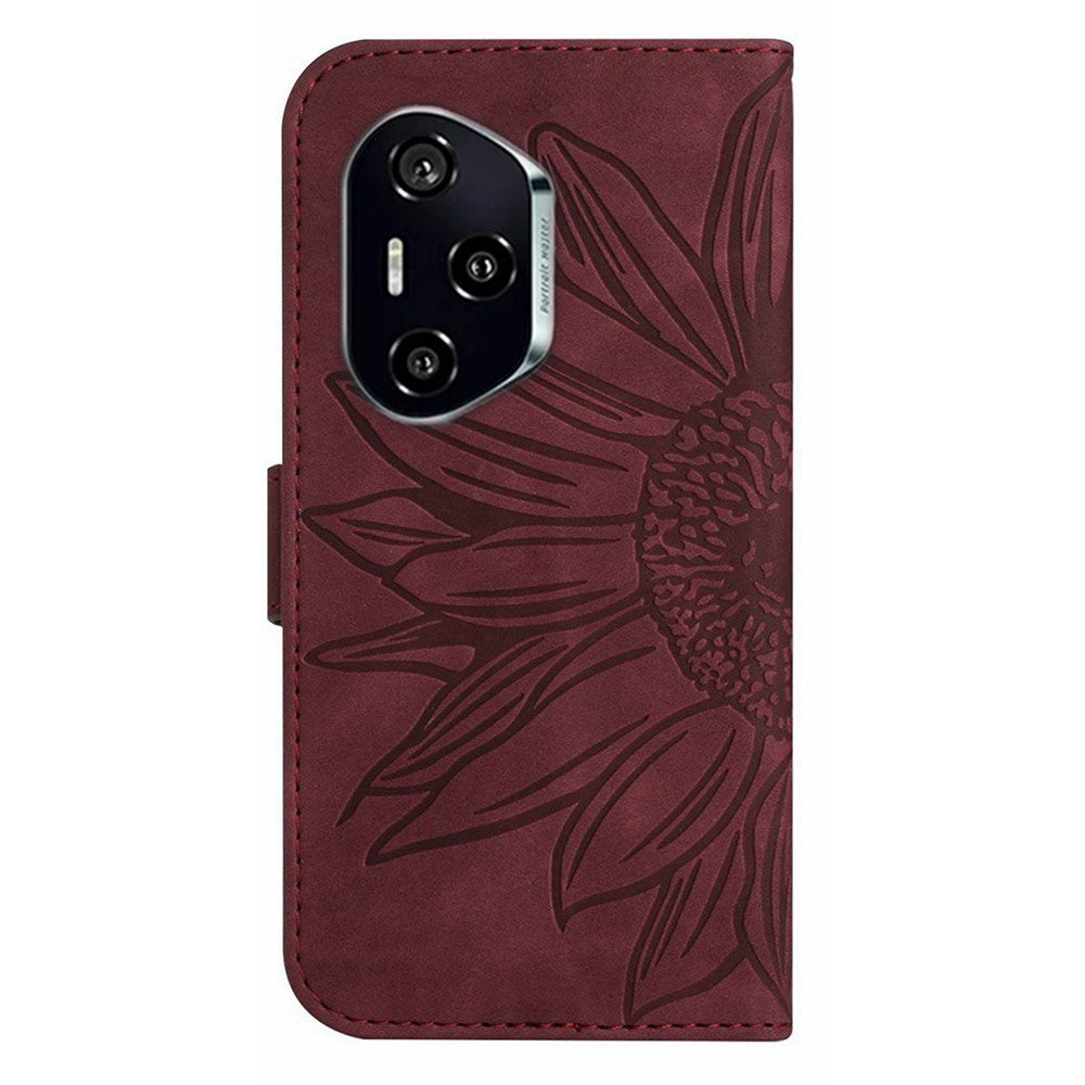 For Honor 400 Pro 5G (Global) Case Sunflower Imprint Leather Wallet Phone Cover with Wrist Strap