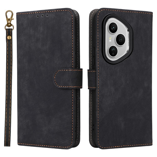 Honor 400 Pro 5G (Global) Wallet-Handyhülle – RFID-blockierende PU-Leder- mit Ständer und Riemen