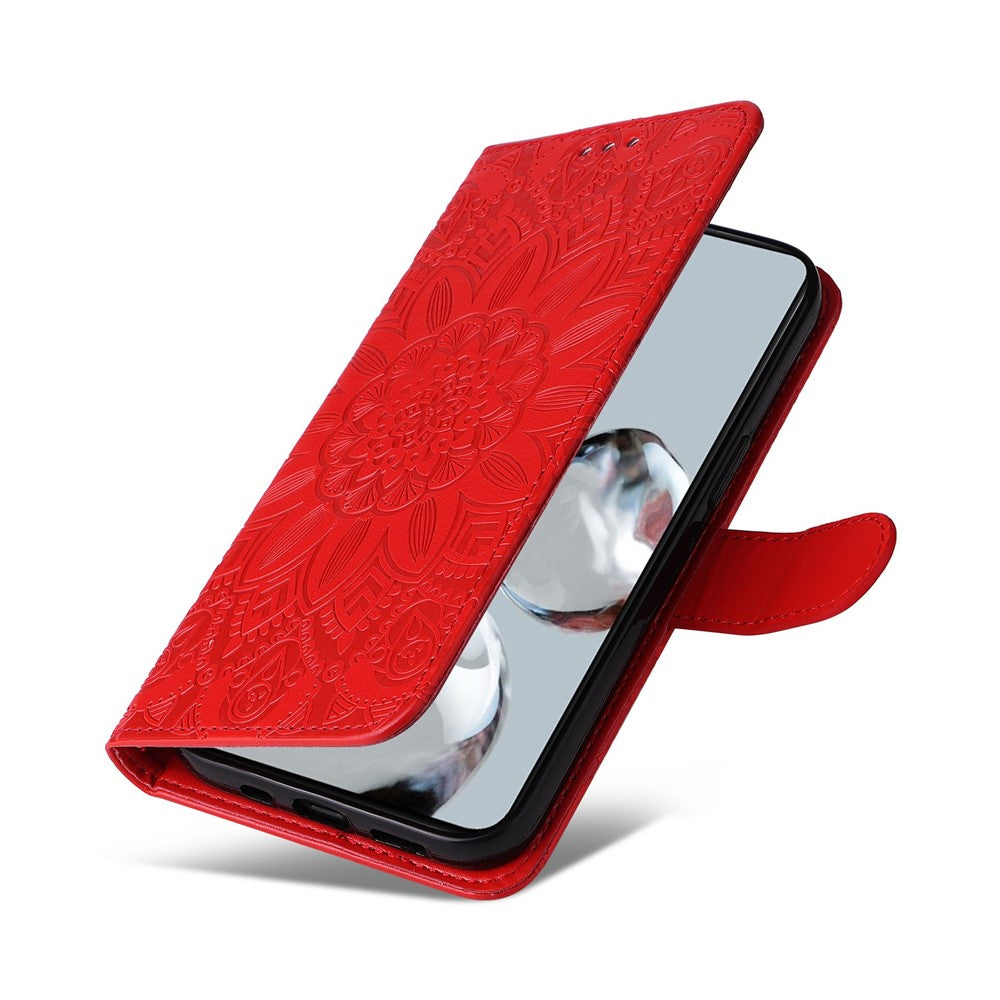 For Xiaomi 12T 5G / Redmi K50 Ultra 5G / 12T Pro 5G PU Leather Sunflower Imprinted Stand Phone Case Magnetic Closure Cover with Hand Strap