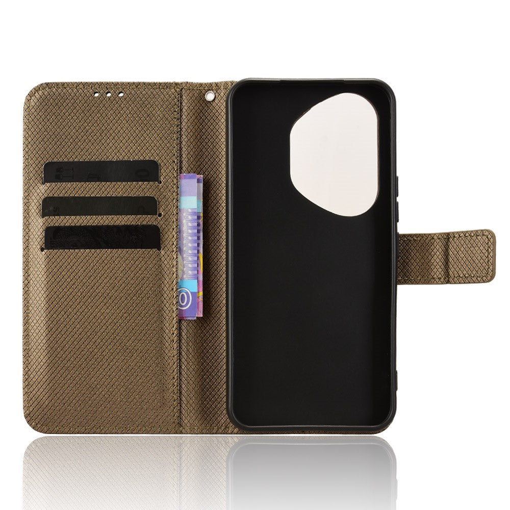 For Honor 400 Pro 5G (Global) Leather Wallet Case with Strap Diamond Texture Phone Cover