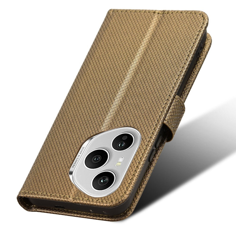 For Honor 400 Pro 5G (Global) Leather Wallet Case with Strap Diamond Texture Phone Cover