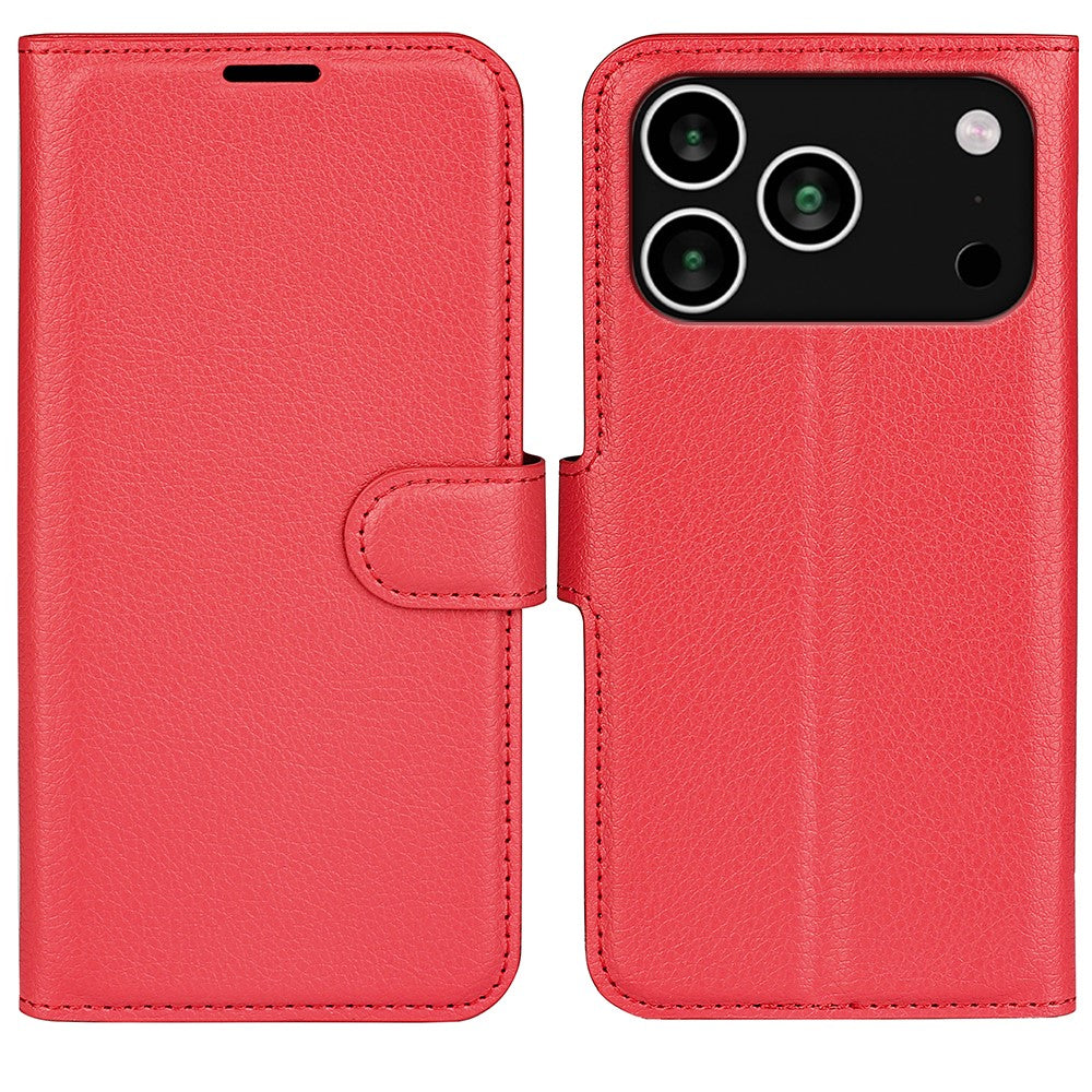 For iPhone 18 Pro / 17 Pro Case Litchi Texture Shockproof Leather Wallet Phone Cover