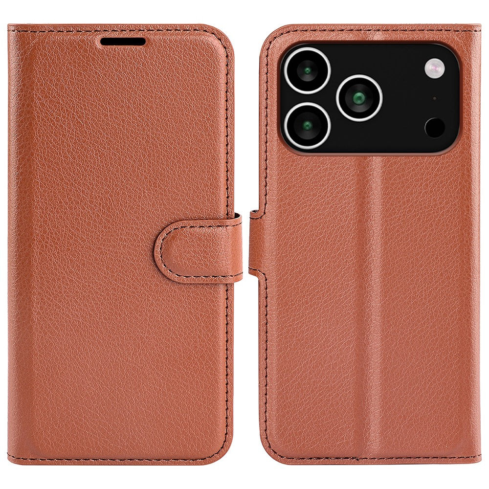 For iPhone 18 Pro / 17 Pro Case Litchi Texture Shockproof Leather Wallet Phone Cover