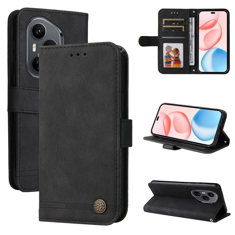 For Honor 400 Pro 5G (Global) Leather Wallet Cases Skin Touch Phone Cover Stand with Strap