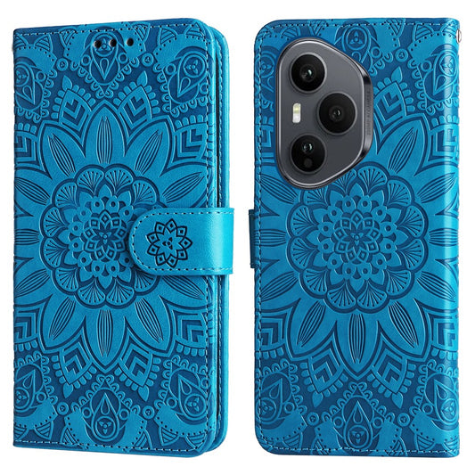 Honor 400 Pro 5G (Global) Handyhülle – mit Sonnenblumen-Aufdruck, Leder-Geldbörsen