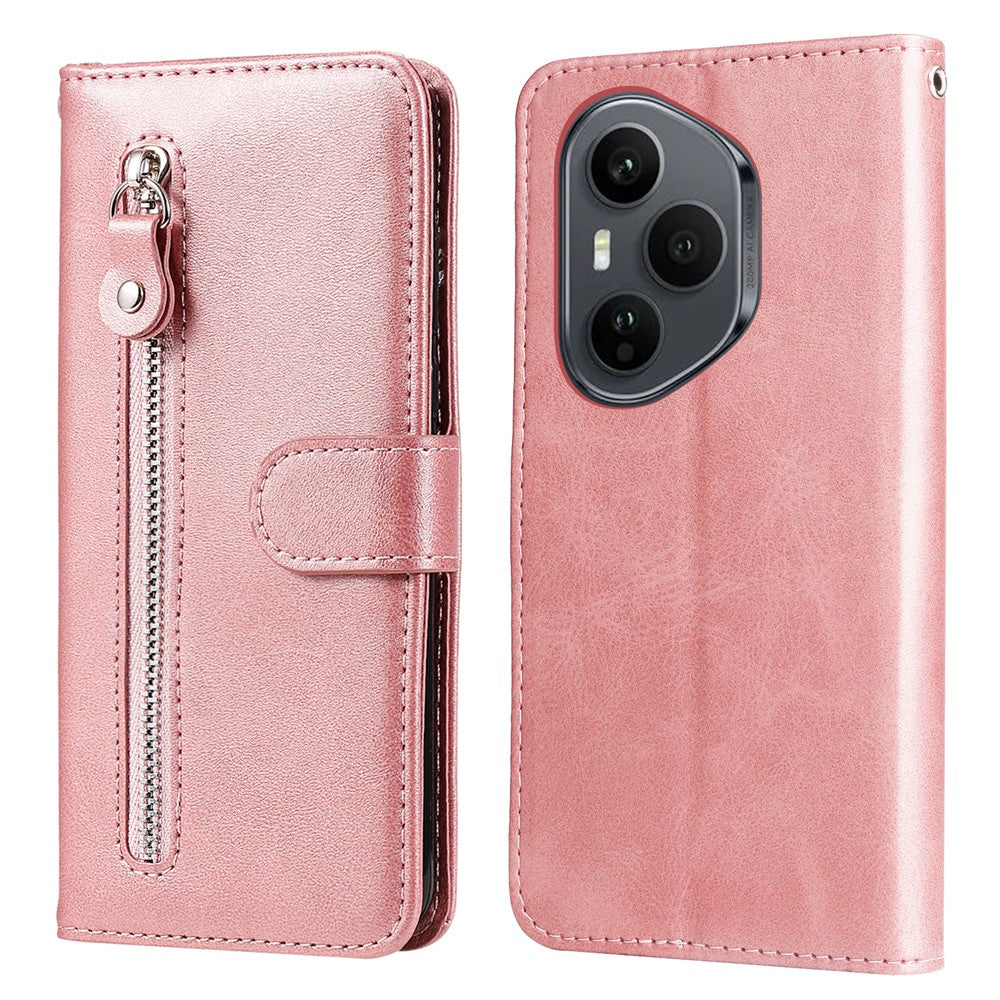 For Honor 400 Pro 5G (Global) PU Leather Cases with Zipper Pocket Wallet Phone Cover Stand