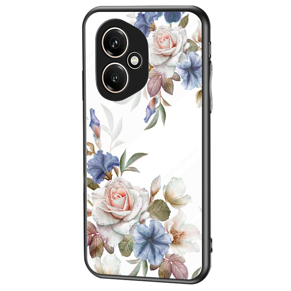 Honor 400 5G (Global) Handyhülle – Aus TPU & gehärtetem Glas, mit Blumenmuster