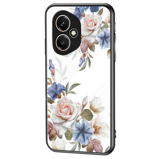 Honor 400 5G (Global) Handyhülle – Aus TPU & gehärtetem Glas, mit Blumenmuster