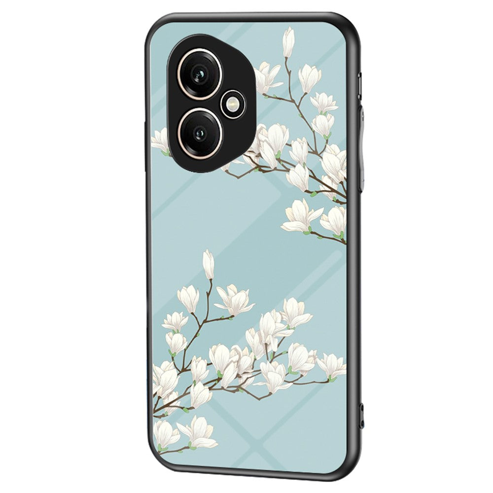 Honor 400 5G (Global) Handyhülle – Aus TPU & gehärtetem Glas, mit Blumenmuster
