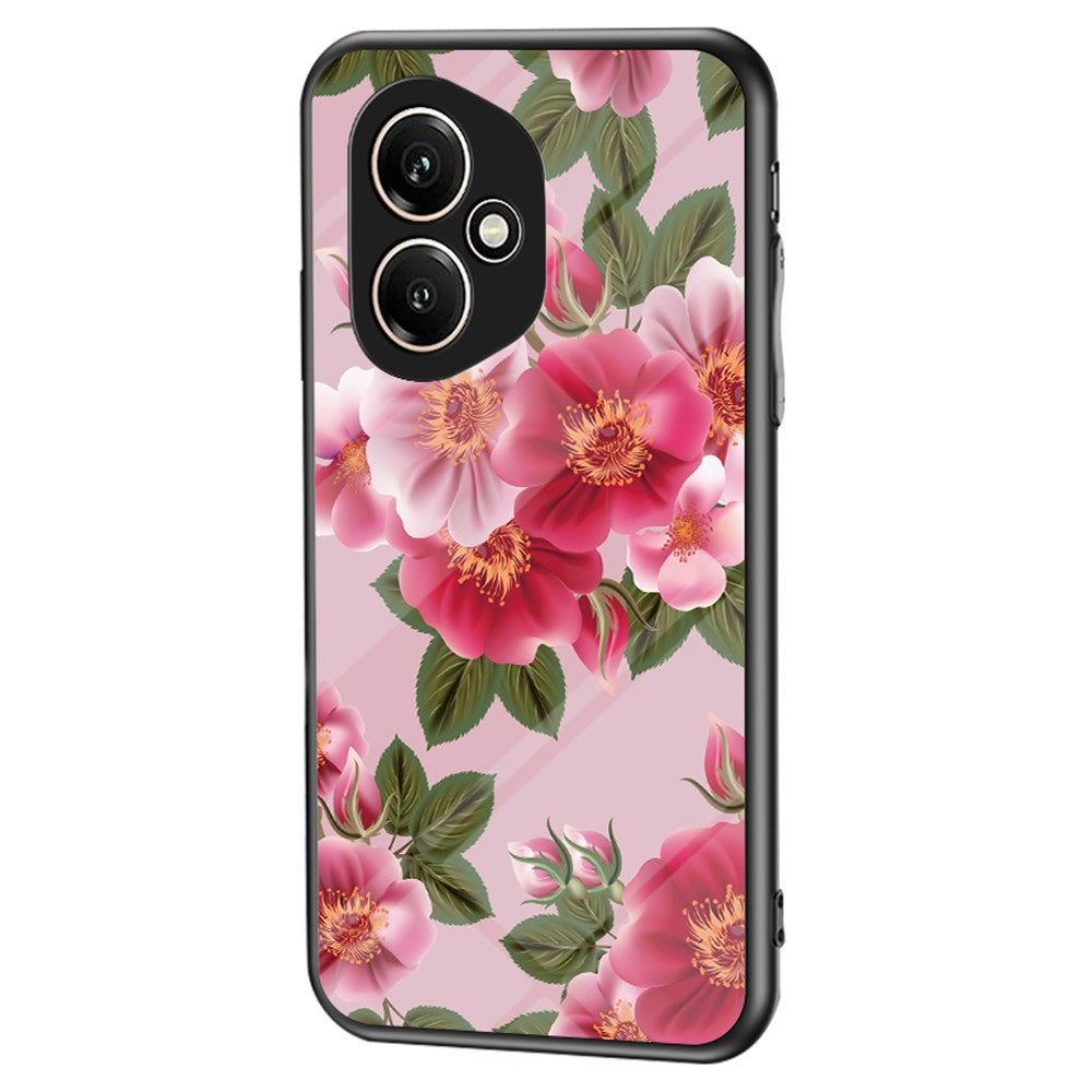 Honor 400 5G (Global) Handyhülle – Aus TPU & gehärtetem Glas, mit Blumenmuster