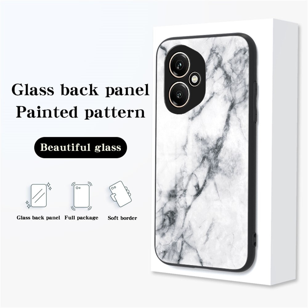 For Honor 400 5G (Global) Case Marble Pattern Tempered Glass + PC + TPU Protective Phone Cover