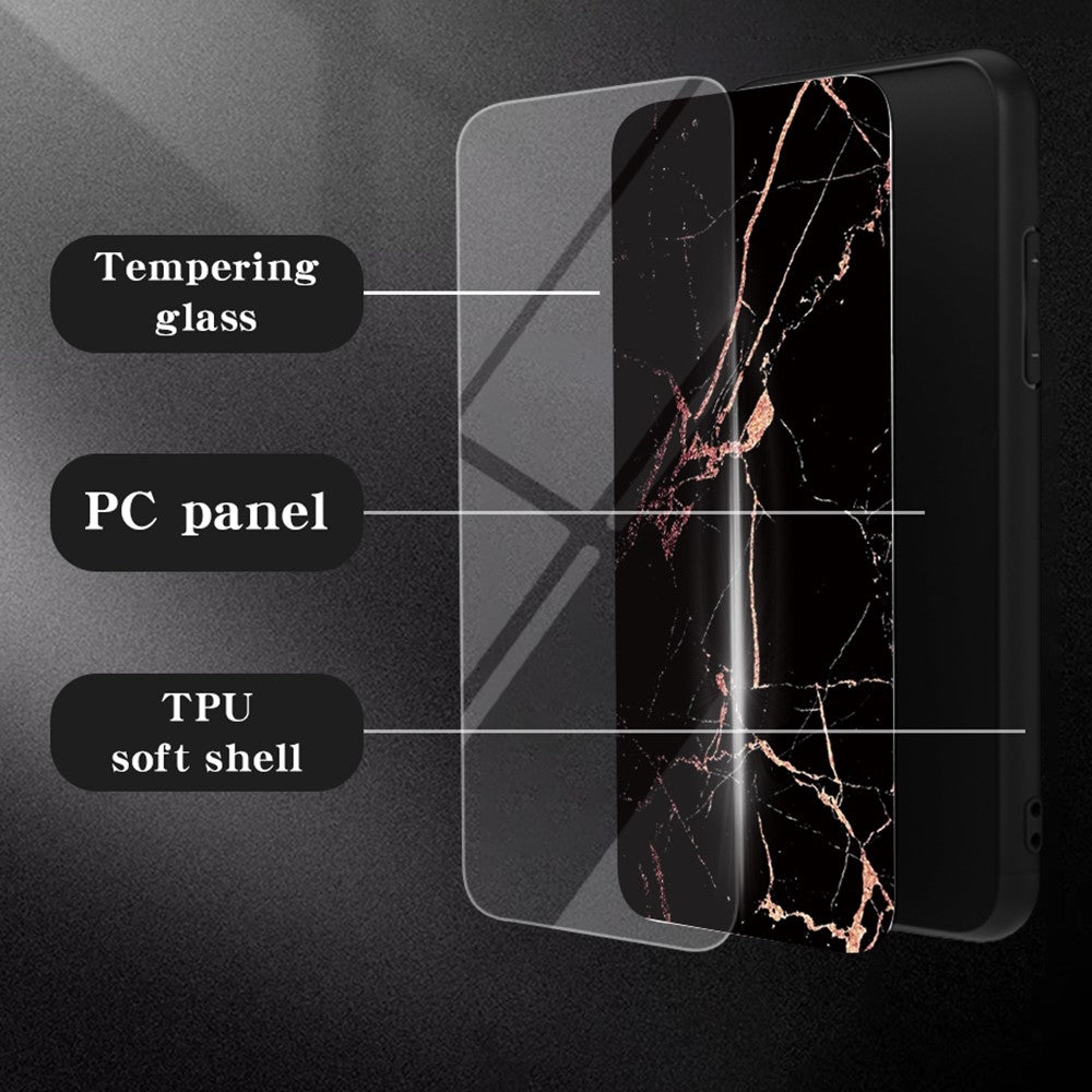 For Honor 400 5G (Global) Case Marble Pattern Tempered Glass + PC + TPU Protective Phone Cover